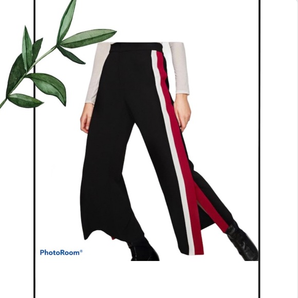 Zara Pants - Zara Women’s Double Sided Striped Hem Slit Pants